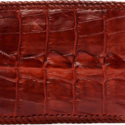 Ví Nam Da Cá Sấu Đan Viền Gai Huy Hoàng HT2223 (12.5 x 10 cm) - Nâu Đất