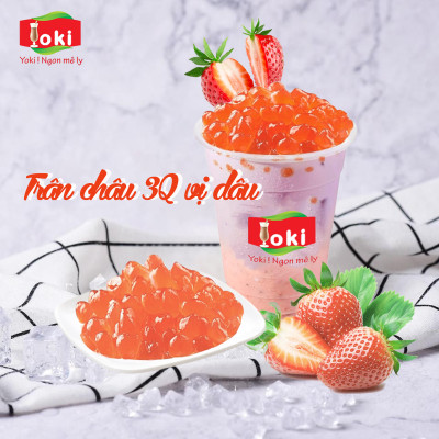 Combo Trân châu 3Q vị dâu Yoki & Trân châu 3Q vị đào Yoki