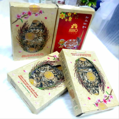 Cốm gạo Lứt Huyết Rồng BIBO- làng nghề truyền thống 50 năm - sản phẩm thuần chay tốt cho sức khỏe, hộp 200g