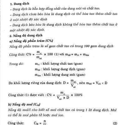 Chuyên Đề Nồng Độ Dung Dịch Và Hiệu Suất Phản Ứng Hoá Học 9