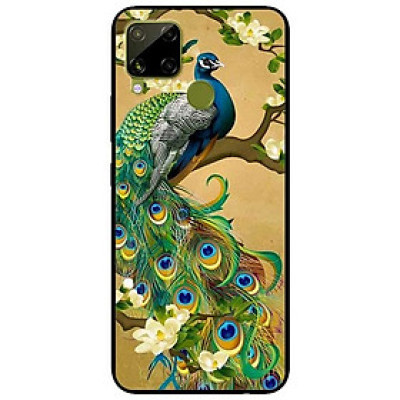 Ốp lưng dành cho Realme C15 mẫu Chim Công Hoa Xanh