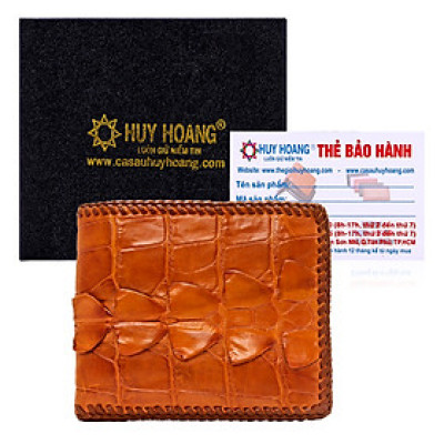 HJ2224 - Bóp nam Huy Hoàng da cá sấu đan viền màu vàng