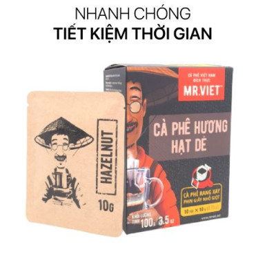 Cà phê rang xay phin giấy/ túi lọc Hazelnut hương hạt dẻ - Mr Viet Coffee (10 gói/hộp x 10g)