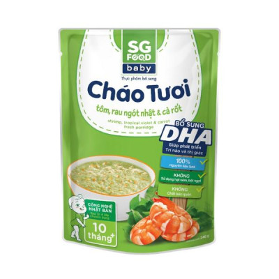 Cháo Tươi Baby Sài Gòn Food Tôm, Rau Ngót Nhật & Cà Rốt 240g