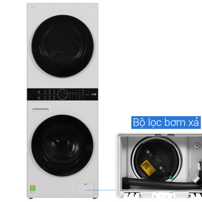 Tháp giặt sấy LG WashTower Inverter giặt 14 kg - sấy 10 kg WT1410NHE - Hàng Chính Hãng