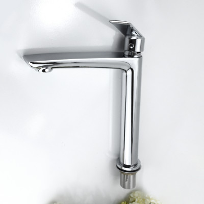 Vòi lavabo rửa mặt nóng lạnh thân cao bằng đồng mạ crom mặt gương Hiwin KF-765