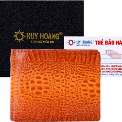Ví Nam Vân Cá Sấu Nguyên Con Huy Hoàng HT2147 (12.5 x 10 cm) - Vàng
