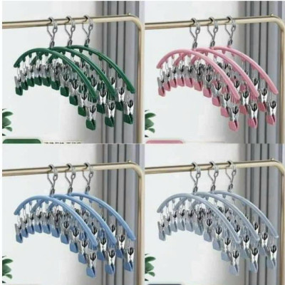 Combo 3 cái Móc treo 10 kẹp phơi đồ đa năng - Móc phơi đồ, tất, vớ, đồ lót - Móc kẹp Inox treo quần áo, gấp gọn, tiện dụng