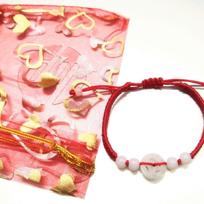 Vòng tay chỉ đỏ may mắn bình an kèm túi đỏ làm quà tặng - đồng tiền ngọc