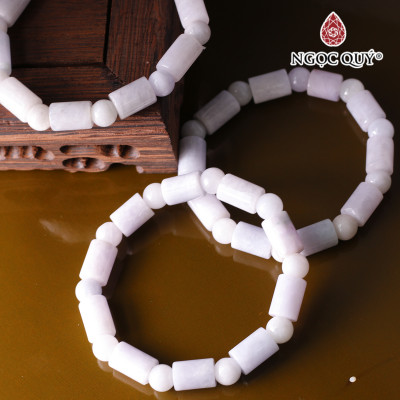Vòng đốt trụ cẩm thạch trắng mệnh thủy kim - Ngọc Quý Gemstones