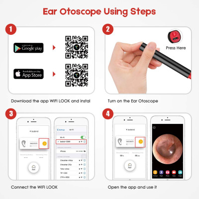 Dụng Cụ Lấy Ráy Tai Thông Minh Cảm Biến Bebird Camera Nội Soi Không Dây WiFi 6 Đèn LED và HD 1080P 2Megapixels