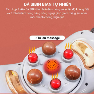 Đai massage, máy massage tan mỡ bụng bi xoay kết hợp chườm nóng thảo dược  cao cấp