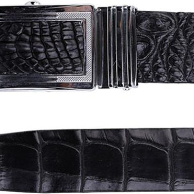 Thắt Lưng Nam Da Cá Sấu Nguyên Con Huy Hoàng HT4204 (120 x 3.5 cm) - Đen