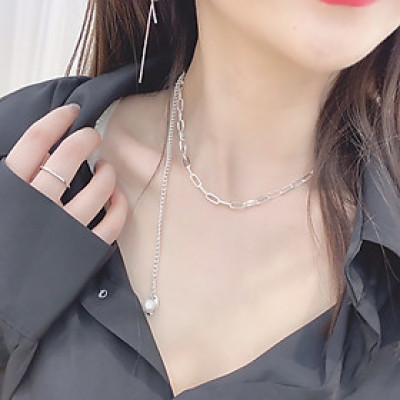 Dây chuyền titan thả tua rua ngọc trai độc đáo