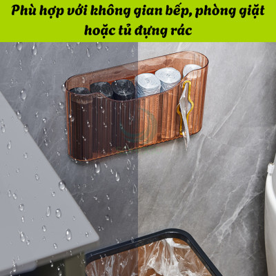 Hộp đựng cuộn túi rác nhiều ngăn 24x13.5x6cm- Hộp nhả túi nilon dạng cuộn - Giá treo túi rác mini tiện dụng