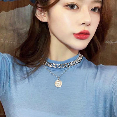 Vòng cổ dây chuyền titan unisex 2 lớp cá tính nổi bật trẻ trung năng động