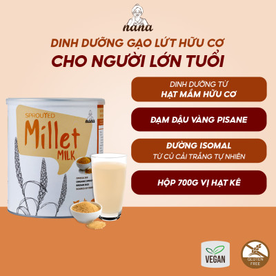 Sữa Hạt Gạo Lứt Hữu Cơ Millet Hộp 700g Vị Kê Nhập Khẩu Malaysia Cho Trẻ Từ 3 Tuổi & Cả Gia Đình Bổ Sung Dinh Dưỡng Vegan - 24grains
