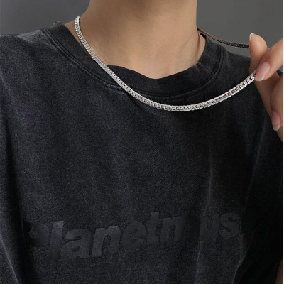 Vòng Cổ Dây chuyền nam titan thép không gỉ lặc khít inox chạm 2 bên trangsucpt 9mm PTDCNA57