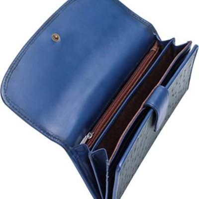 Ví Nữ Da Đà Điểu 3 Gấp Huy Hoàng HT3410 (19 x 10.5 cm) - Xanh Rêu