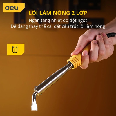 Mỏ Hàn Điện Deli Công Suất 35W/50W Lõi Làm Nóng Ceramic - Tay Cầm Chống Trơn Trượt - Chất Liệu Cao Cấp, An Toàn Sử Dụng