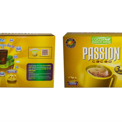 Bột Cacao Hòa Tan Passion 3 In 1 Cocoa Indochine (Hộp 15 Gói x 16g)