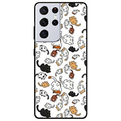 Ốp lưng dành cho Samsung S21 - S21 Plus - S21 Ultra mẫu Họa Tiết Mèo Nền Trắng