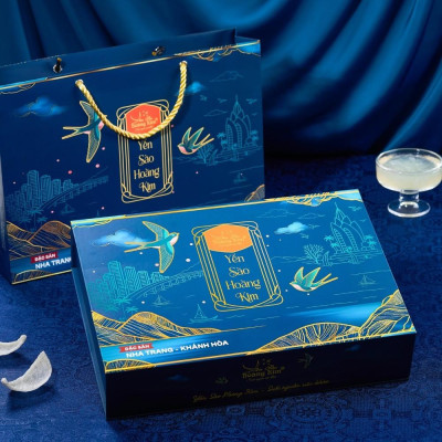 [CHÍNH HÃNG] Yến Sào Hoàng Kim - Hộp Quà Vạn Thịnh Kim (50g Yến Thượng Hạng & 4 Hũ Yến Mix 2 Vị) - Quà Tết Doanh Nghiệp, Đối Tác Cao Cấp