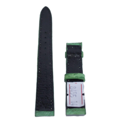 HT8460 - Dây đồng hồ Huy Hoàng da đà điểu da bụng size 12,14 màu xanh lá