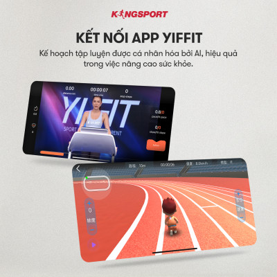 CHỈ GIAO MIỀN BẮC | Máy chạy bộ KINGSPORT GEN02 nhỏ gọn, tốc độ tối đa 8km/h, khung sườn chắc chắn, độ dốc 3 cấp độ, cân nặng phù hợp từ dưới 60kg