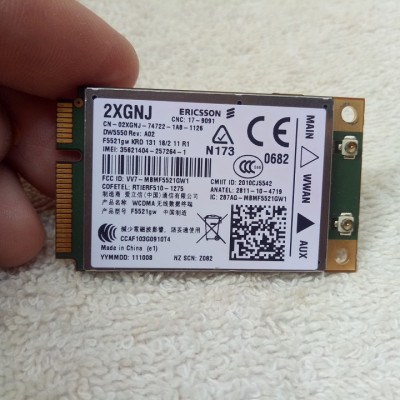 Card wwan 3G Ericsson DW5550 dùng cho laptop Dell E6220, E6320,E6420,E6520, Precision M4600,M6600 - Card mạng 3G laptop - Hàng nhập khẩu