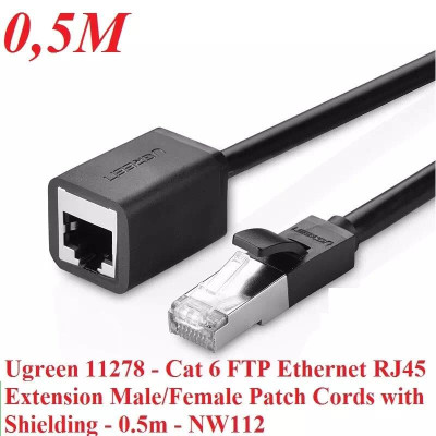 Ugreen UG11278NW112TK 0.5M màu Đen Cáp nối dài Ethernet CAT6 FTP RJ45 - HÀNG CHÍNH HÃNG