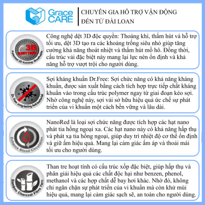 Đai Hỗ Trợ Cổ Tay Grace Care WD320 – Vải Dệt 3D Thoáng Khí, Co Giãn, Hỗ Trợ Vận Động, Thể Thao Nhẹ