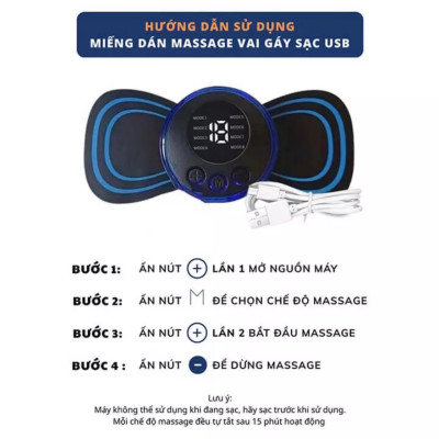 Miếng Massage Xung Điện Cổ Vai Gáy, Bắp Tay, Lưng Bằng Sung Điện đỡ đau Nhức Hiệu Qủa -Máy mat sa thân hình 10 Chế Độ - HÀNG CHÍNH HÃNG MINIIN