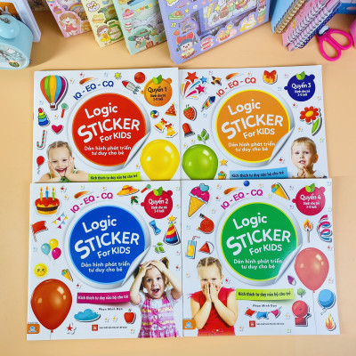 Sách - Combo 4 cuốn Logic sticker for kids dành cho bé từ 2-8 tuổi - ndbooks