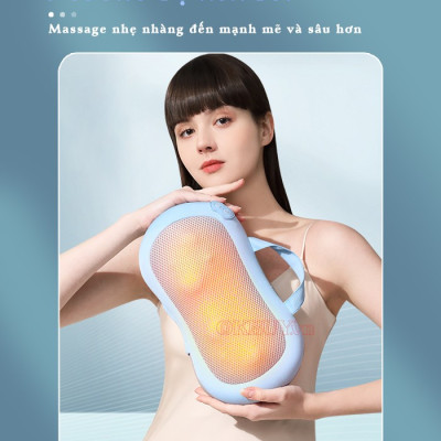 Gối Massage Hồng Ngoại, Máy Mát Xa Cổ Vai Gáy, Matxa Toàn Thân Nikio NK-135DC - Công Nghệ Xoa Bóp Chuyên Sâu, Sưởi Ấm Hồng Ngoại - Pin sạc