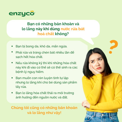 Nước rửa chén bát sinh học ENZYCO 465ml - Chiết xuất Bồ hòn và Enzyme Dứa