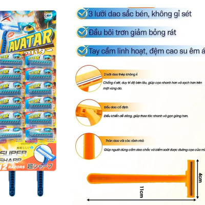 COMBO 12 Dao Cạo Râu 2 Lưỡi Văn Phòng Du Lịch Phượt Dã Ngoại