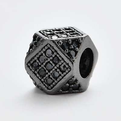 Combo 5 cái charm hợp kim lục giác đính đá xỏ ngang - Ngọc Quý Gemstones