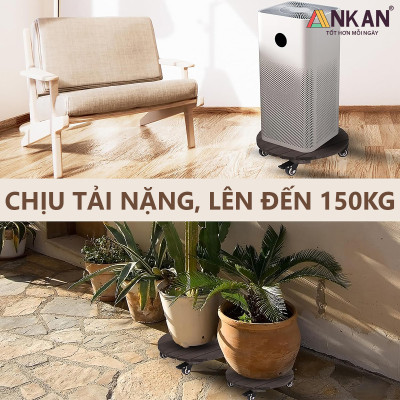 Đế Lót Chậu Cây Có Bánh Xe, Tròn 40cm, Màu Đen, Tải Trọng 150Kg, Di Chuyển Chậu Cây to, Thương Hiệu ANKAN