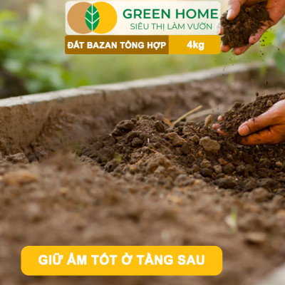 Đất Bazan GreenHome, Bao 4kg, Đất Trồng Cây, Bổ Sung Phân Hữu Cơ,Trồng Hoa Hồng, Kiểng