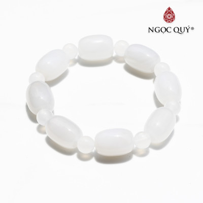 Vòng lu thống mã não trắng mệnh thủy kim - Ngọc Quý Gemstones