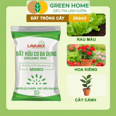 Đất Trồng Cây GreenHome, Lavamix, Bao 20dm3 (10kg), Đầy Đủ Dinh Dưỡng, Dễ Sử Dụng, Chuyên Trồng Rau