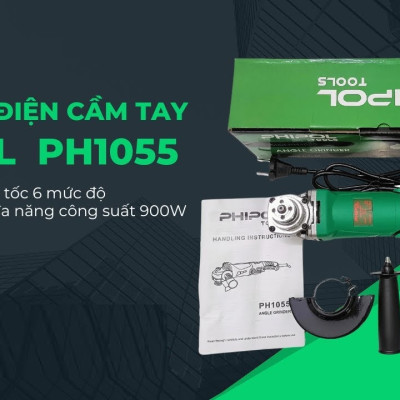 Máy Mài Điện Cầm Tay PHIPOL TOOLS PH1055 có điều chỉnh tốc 6 mức độ công suất 900W tặng kèm đá cắt - Hàng Chính Hãng