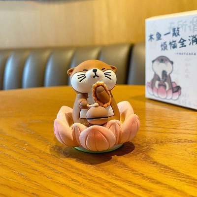 Mô Hình Thú Ngồi Thiền Đài Sen Tịnh Tâm Đáng Yêu Dùng Để Bàn, Ô Tô, Decor, Sưu Tầm, Quà Tặng