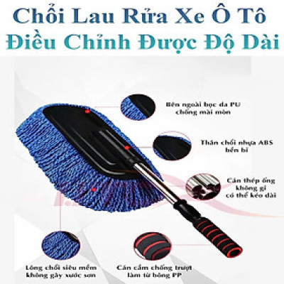 Chổi Lau Quét Bụi, Rửa Xe Ô Tô Điều Chỉnh Được Độ Dài 75-86Cm