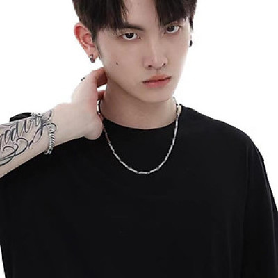 Dây chuyền nam titan cao cấp sang trọng inox thép không gỉ hỏa tiển trơn trangsucpt cỡ 3mm PTDCNA13