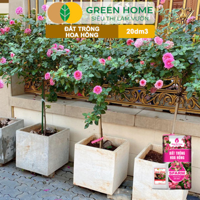 Đất Trồng Hoa Hồng Greenhome, Sfarm, Bao 20dm3 (8kg), Hữu Cơ, Trộn Sẵn, Tiện Lợi, Đầy Đủ Dinh Dưỡng