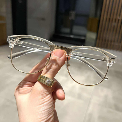 Kính Trong suốt nửa viền gọng nhựa dẻo cho nam nữ + Tặng phụ kiện kèm theo