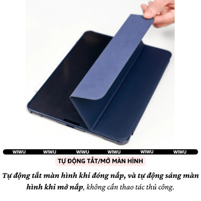 Case/ Ốp/Bao da IPAD WIWU Classic II Cho IPAD Pro 11 inch M4 2024 Air 5/Air 4 10.9/ Pro 11 inch/Gen 9 8 7th 10.2/Gen 10 - Viền Silicon, Có Khay Đựng Bút, Bao Da Thông Minh, tự động tắt mở màn hình - Hàng nhập khẩu