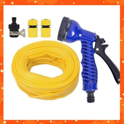 Bộ dây tăng áp 3 lần vòi xịt nước rửa xe, tưới cây loại 3-5m(cút nhựa nối nhựa đen) 206843